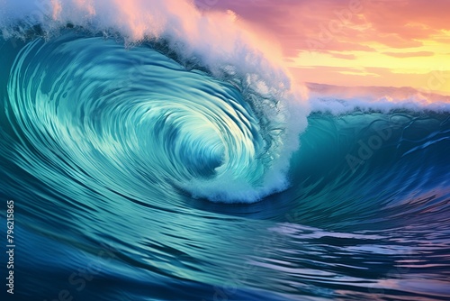 Stormy Ocean Wave Gradients: Fierce Oceanic Color Symphony photo
