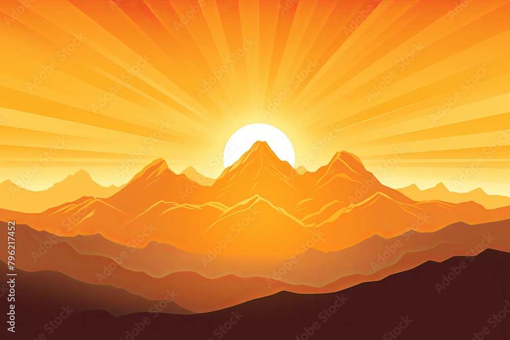 Golden Mountain Silhouette: Sunflare Over Mountain Gradients Poster