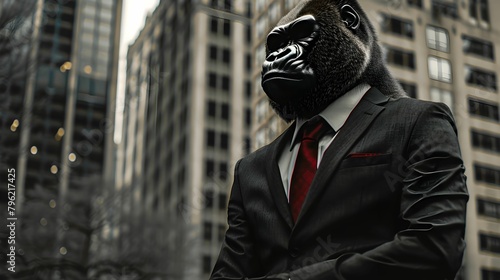 GORILLA IN A SUIT IN THE CITY