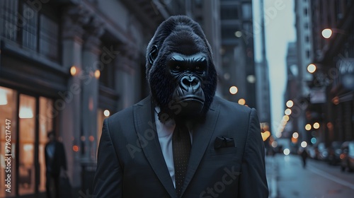 GORILLA IN A SUIT IN THE CITY