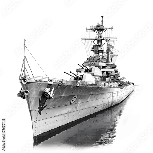 USS Missouri on white background realistic photo