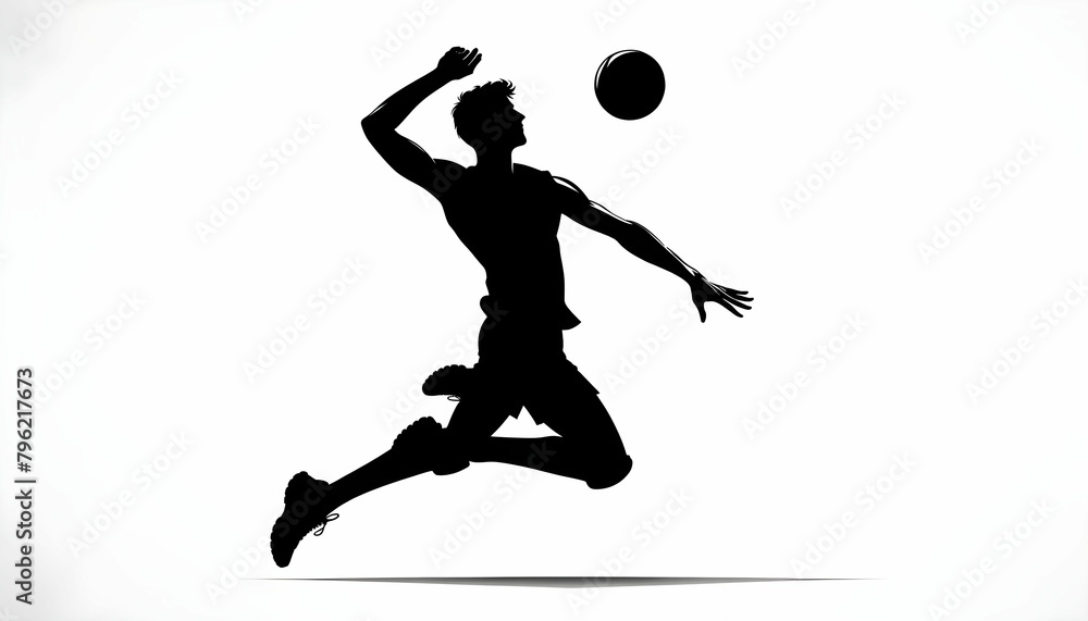 Silhouette of a volleyball player on a white background.