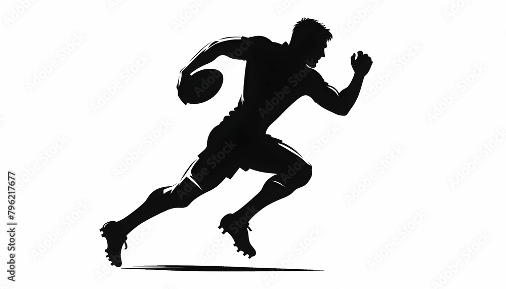Silhouette of a rugby player on a white background. Silhouette of a rugby player on a white background.