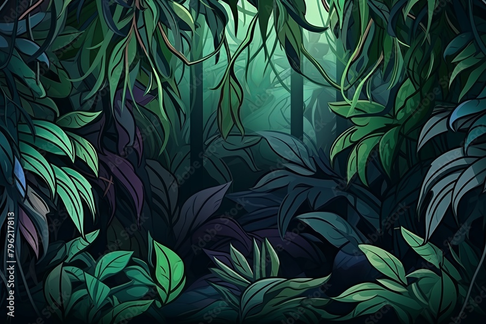 Tangled Jungle Vine Gradients Decorative Poster - Greenery Gradient Delight Tangled Jungle Vine Gradients Decorative Poster - Greenery Gradient Delight