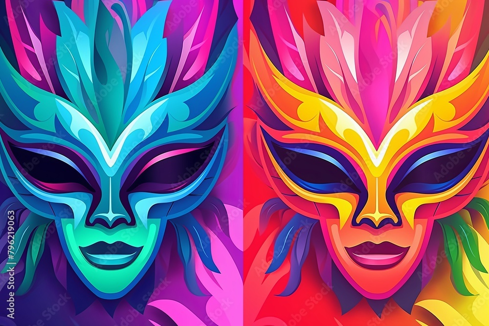 Vibrant Carnival Mask Gradients Artistic Banner - Festive Color Gradient Delight