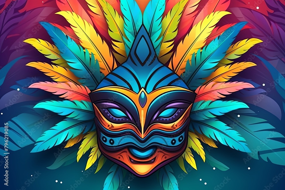 Vibrant Carnival Mask Gradients Banner with Grainy Texture Effect