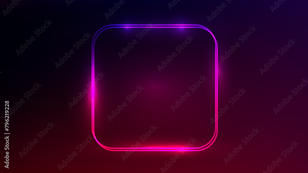 Neon double frame with shining effects Neon double frame with shining effects