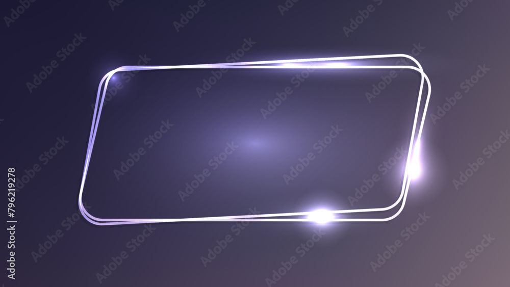 Neon double frame with shining effects Neon double frame with shining effects