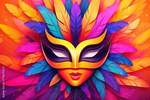 Vibrant Carnival Mask Gradients Background: Colorful Festival Design Fiesta