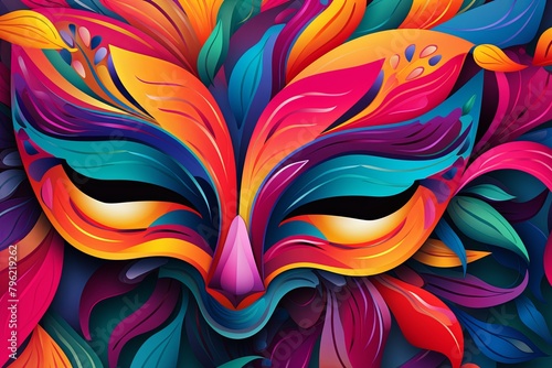 Vibrant Carnival Mask Gradients: Bright Abstract Pattern Cover Design