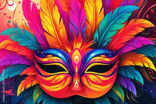 Vibrant Carnival Mask Gradients Event Poster - Mask Theme Extravaganza