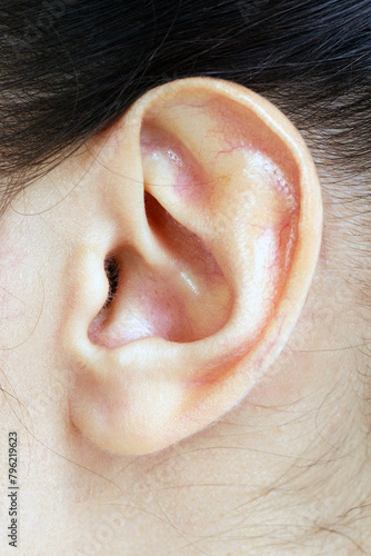 Female ear, closeup shot