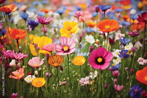 Wildflower Meadow Gradients: Blooms Blossoming in a Kaleidoscope of Field Colors © Michael