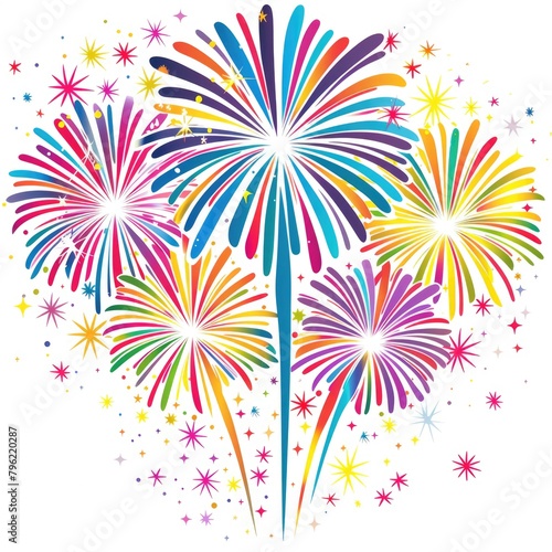 Colorful Fireworks Clipart PNG for Holiday and Celebration Events. Bright and Colorful Lights 