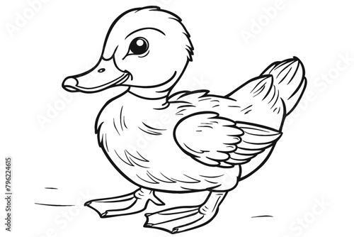 basic cartoon clip art of a Duck, bold lines, no gray scale, simple coloring page for toddlers © twilight mist