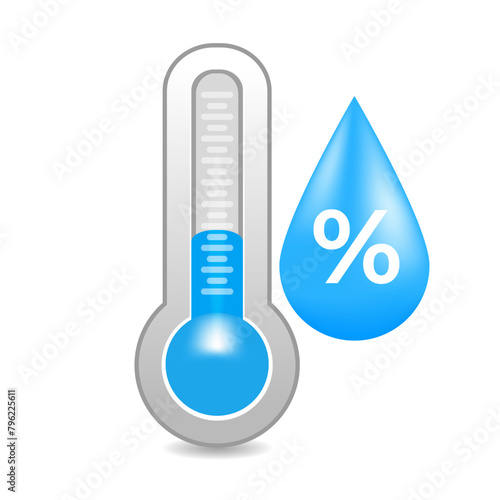 Hygrometer, Humidity meter, Climate control tool. Vector illustration.
