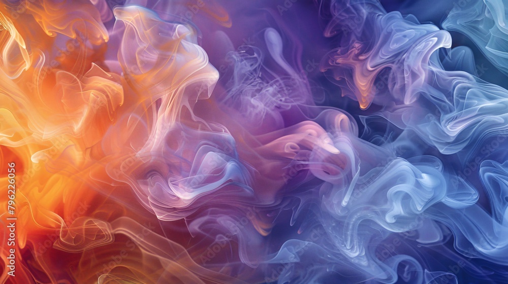 Smoke with liquid light colorful background