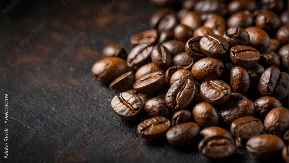 Roasted coffee beans close up background. Ai Generative. Roasted coffee beans close up background. Ai Generative.