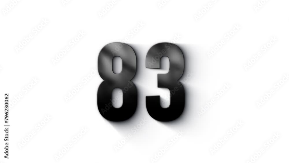 Black number 83 burns with fire, number with particles and ash, numerology, number eighty three, alpha channel Black number 83 burns with fire, number with particles and ash, numerology, number eighty three, alpha channel