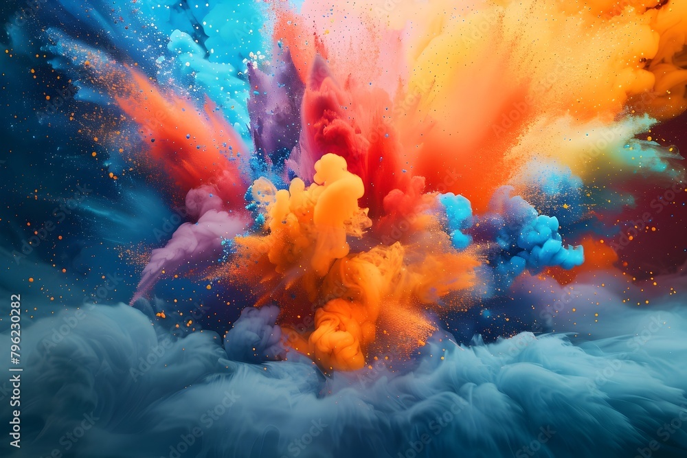 Explosion of Vibrant Colors in Dynamic Motion Showcasing Captivating Visuals