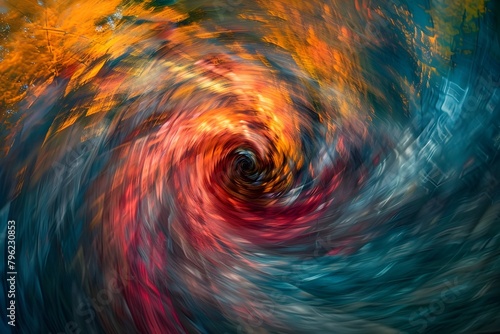 Vibrant and Dynamic Whirlwind of Swirling Colors in Motion Depicting an Energetic and Surreal Abstract Digital Artwork
