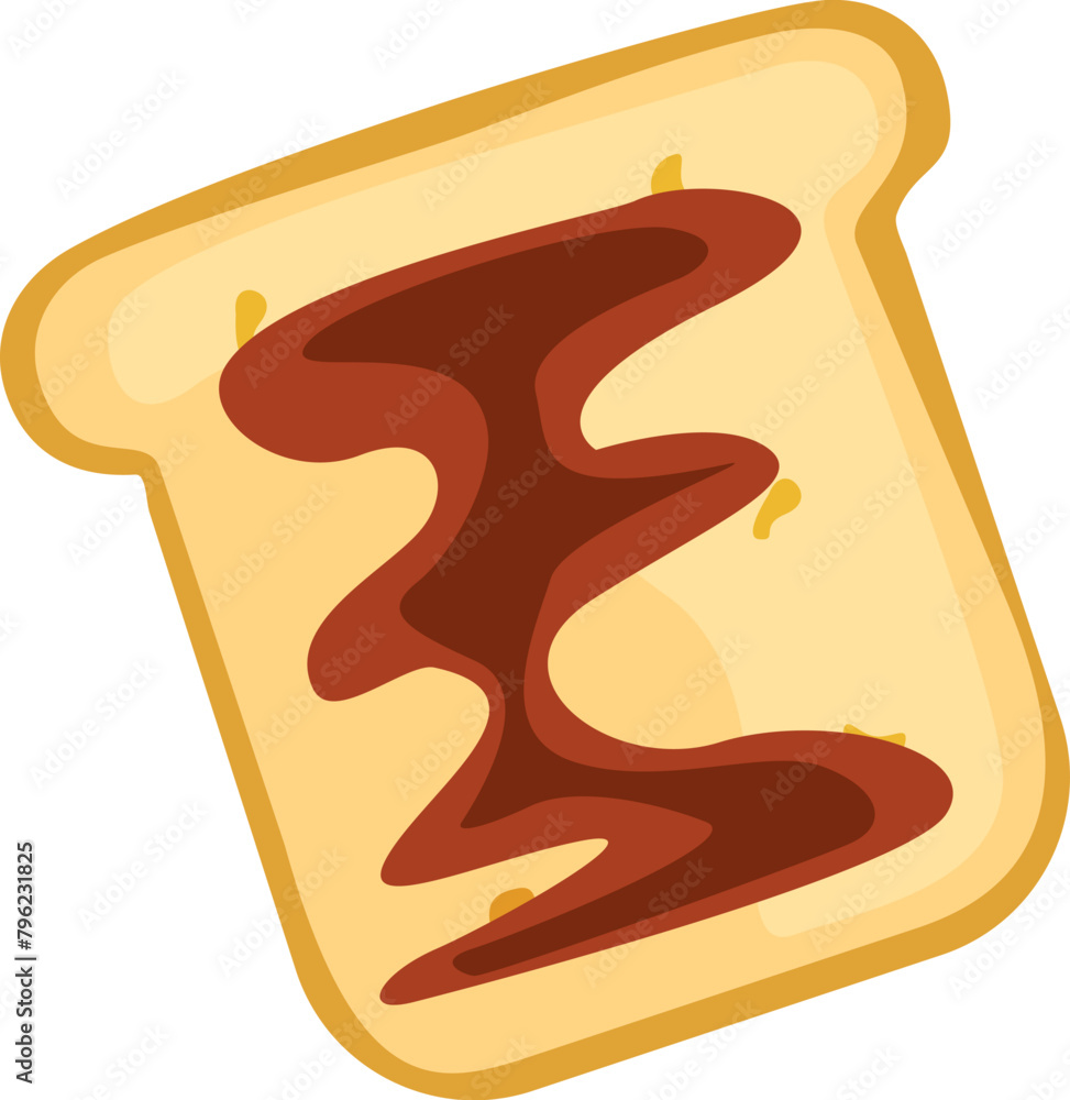 White bread toast icon with chocolate vector image. Chocolate paste sandwich isolated on white White bread toast icon with chocolate vector image. Chocolate paste sandwich isolated on white