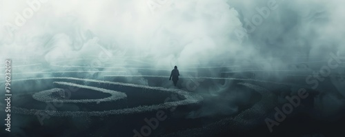 Labyrinthine patterns fading into mist photo