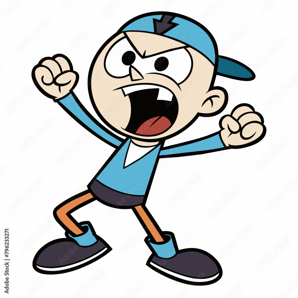 A Carton flat character vector shouting with angry mode (14)