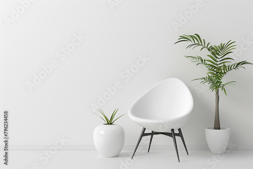 white chair mockup in a minimalist style, ideal for furniture stores, interior design portfolios, or home decor magazines