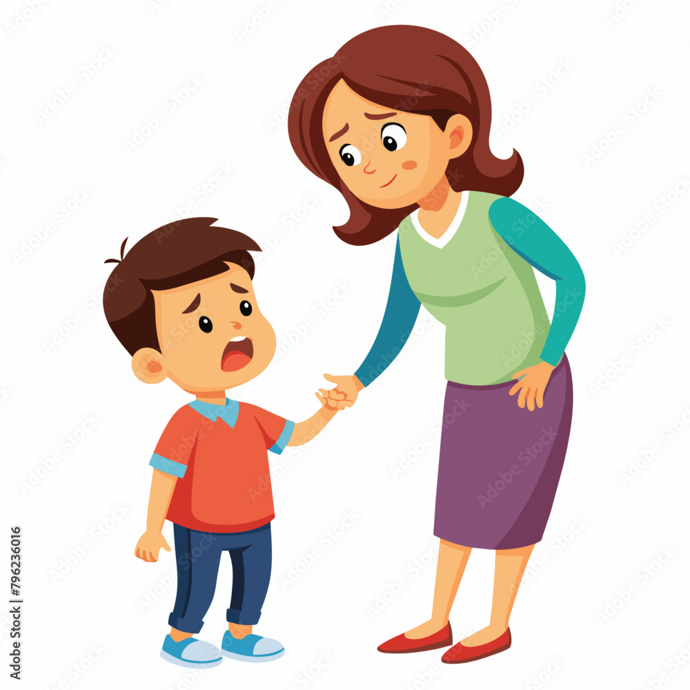 Mother is disciplining her child and the boy cry so sad, solid white background (10) Mother is disciplining her child and the boy cry so sad, solid white background (10)