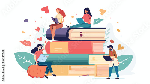 Education concept illustration in flat style. Online