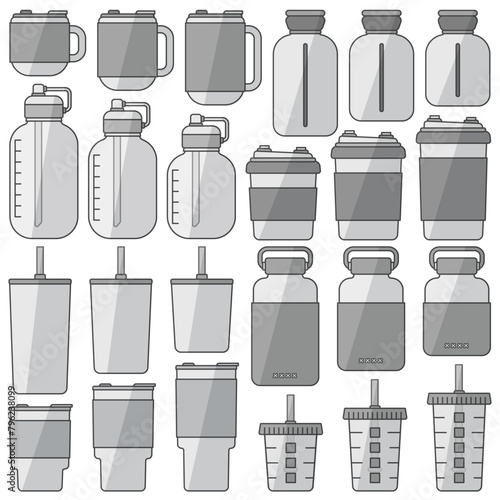 sets of glass. three size per types