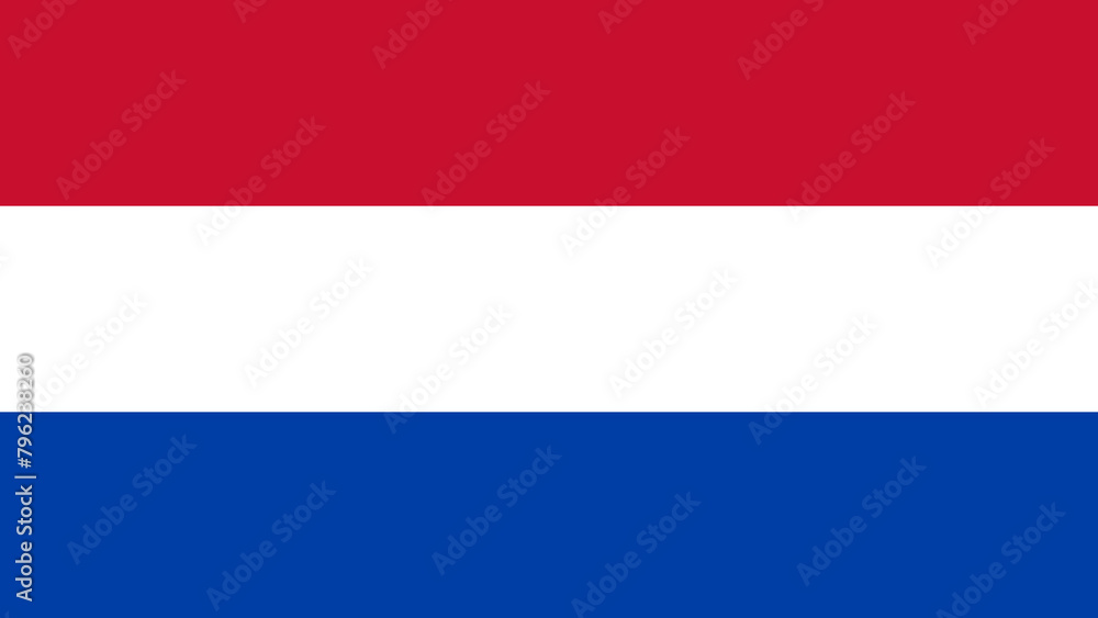 The national flag of the Netherlands with the correct official colours which is a tricolour of three horizontal stripes of red, white and blue, stock illustration image The national flag of the Netherlands with the correct official colours which is a tricolour of three horizontal stripes of red, white and blue, stock illustration image