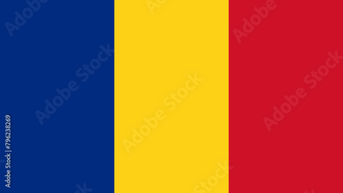 The national flag of Rumania with the correct official colours which is a tricolour of three horizontal stripes of blue, yellow and red, stock illustration image