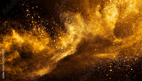 water drops on the surface, "Golden Elegance: Intriguing Dark Background Adorned with Wave Shaped Dust Splashes"