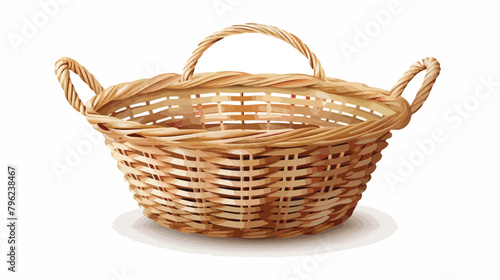 Empty straw basket with two handles. Realistic tradition