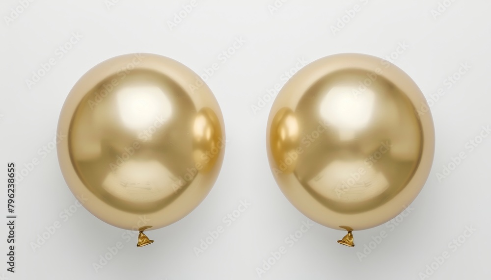 Golden inflatable balloons creating  2025  on white background in minimalist symmetrical layout