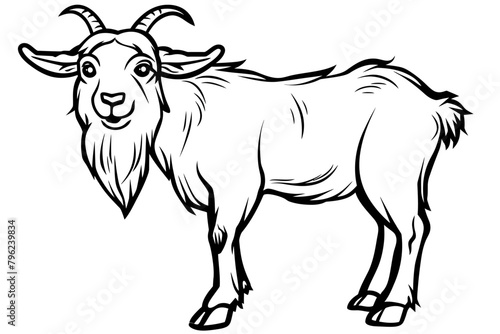basic cartoon clip art of a Goat  bold lines  no gray scale  simple coloring page for toddlers
