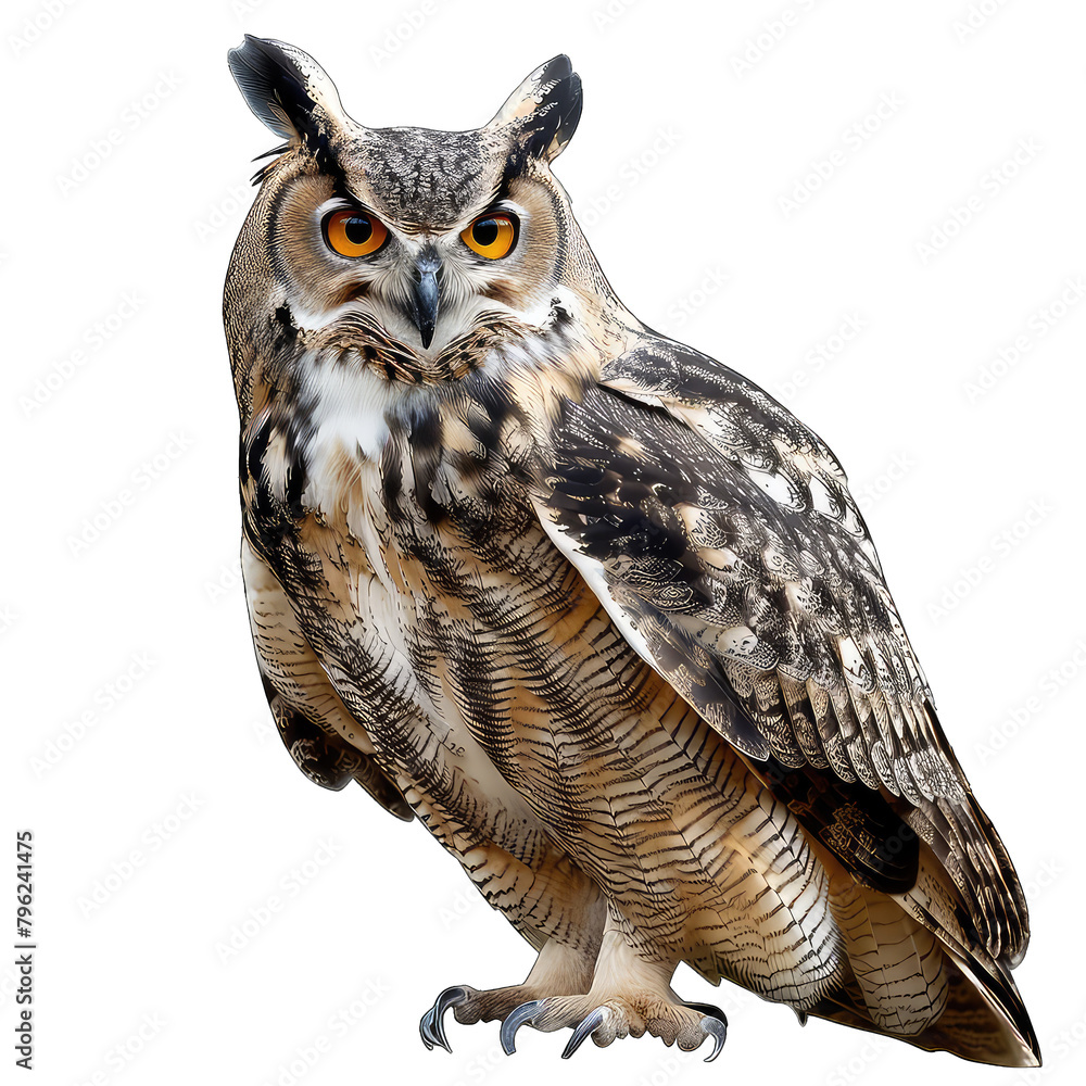 Naklejka premium Owl isolated on Transparent Background, without background .PNG
