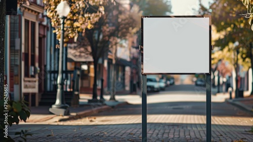 Blank mockup of a community bulletin board in a small town showcasing upcoming festivals and city council announcements. . photo