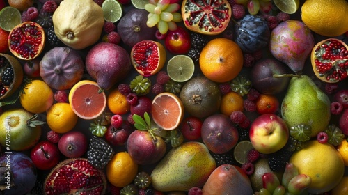 Fruits of various colors and textures  waiting to be transformed into refreshing beverages