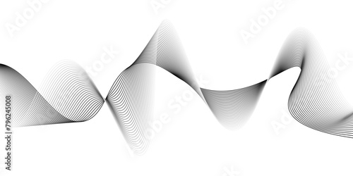 Abstract wavy lines on transparent background,Digital frequency track equalizer.Vector in the concept of technology, science, music,Wave with lines created using blend tool. Curved wavy line, smooth s