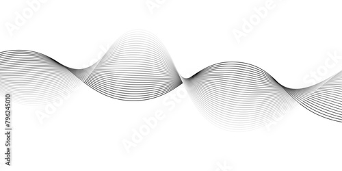 Abstract wavy lines on transparent background,Digital frequency track equalizer.Vector in the concept of technology, science, music,Wave with lines created using blend tool. Curved wavy line, smooth s