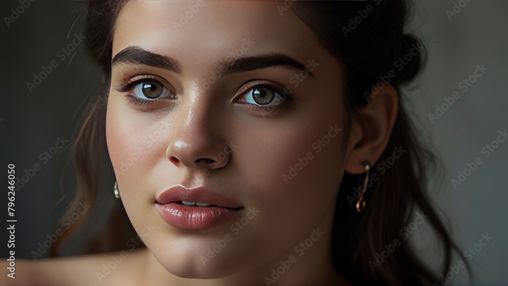 Fototapeta premium Captivating Beauty: Ultra-Realistic Portrait of a 22-Year-Old Woman