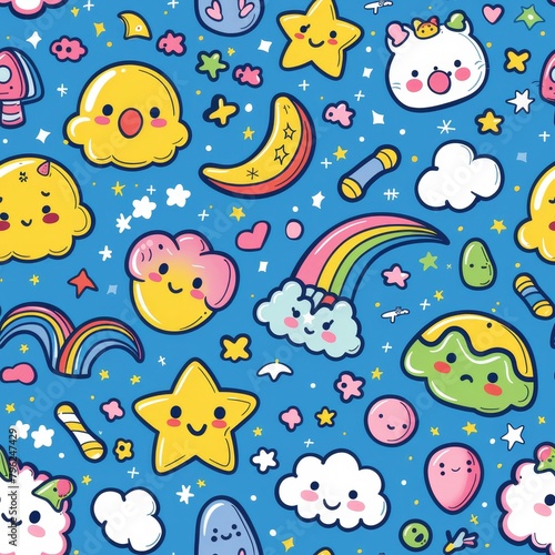 Chibi style graphic patterns