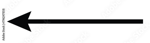 Long black left arrow icon. black and white arrows.
