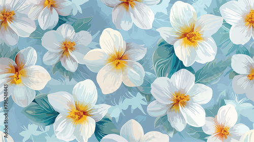 Floral Pattern with colourful big white flowers flower