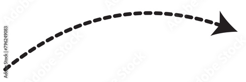 Dashed arrow set. Vector doodle dot line. Thin pointer arrows photo