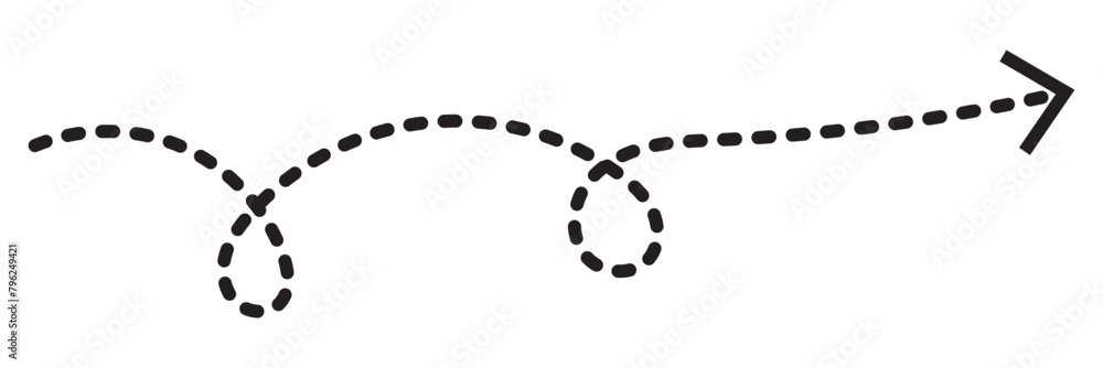 Dashed arrow set. Vector doodle dot line. Thin pointer arrows Dashed arrow set. Vector doodle dot line. Thin pointer arrows