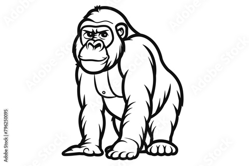 basic cartoon clip art of a Gorilla  bold lines  no gray scale  simple coloring page for toddlers